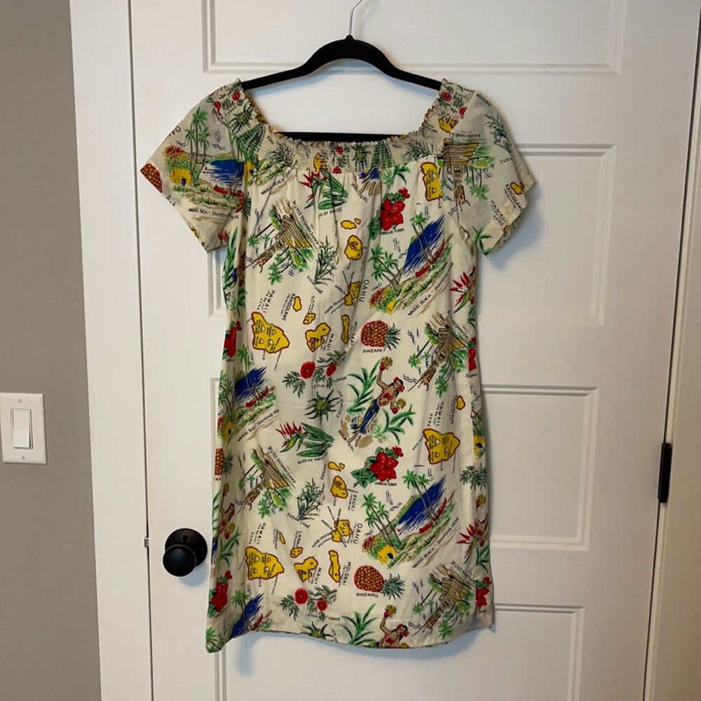 Hawaiian J. Crew off the shoulder dress